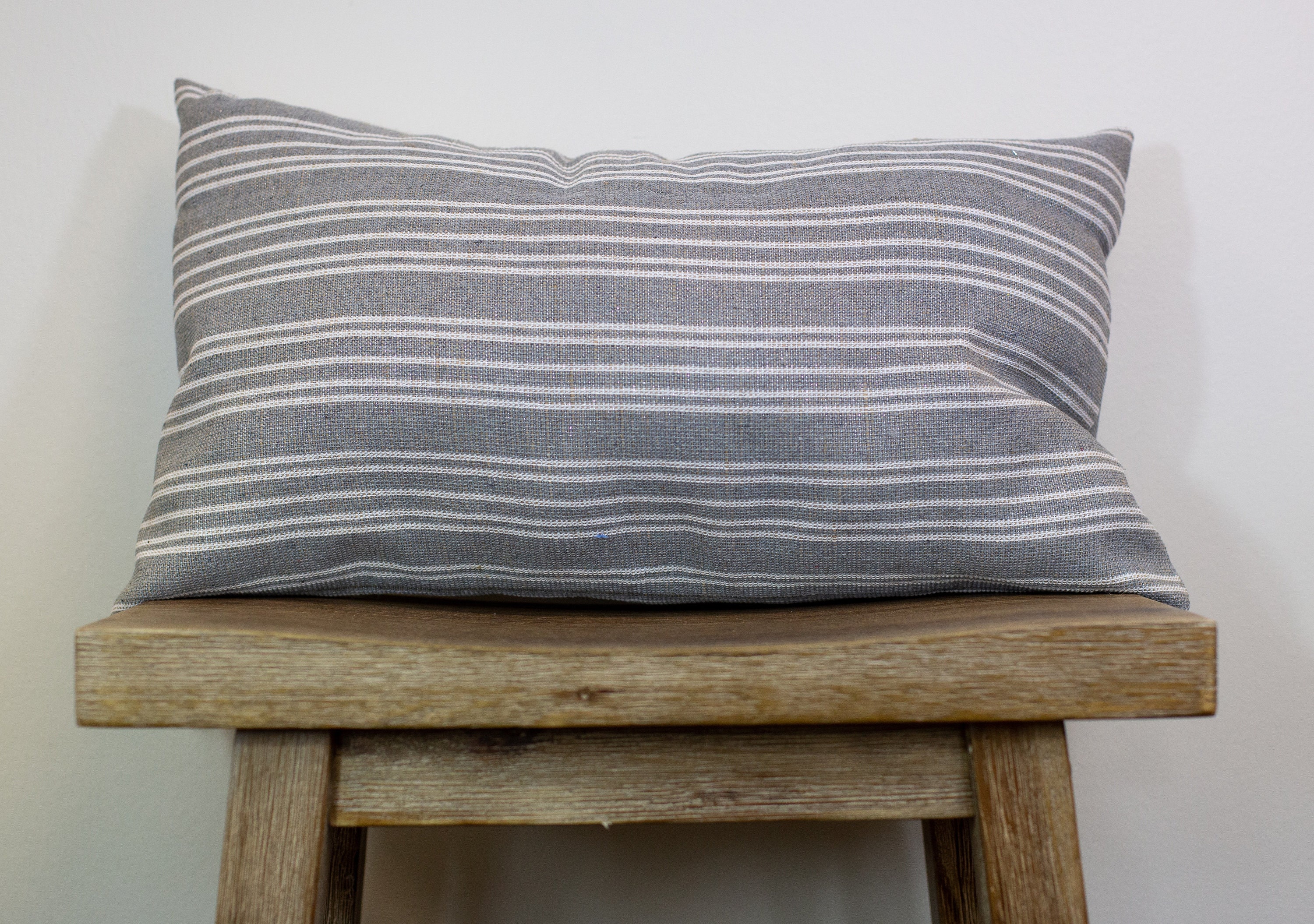 Gray Striped Throw Pillow Cover 18x18 20x20 12x20 Black Etsy