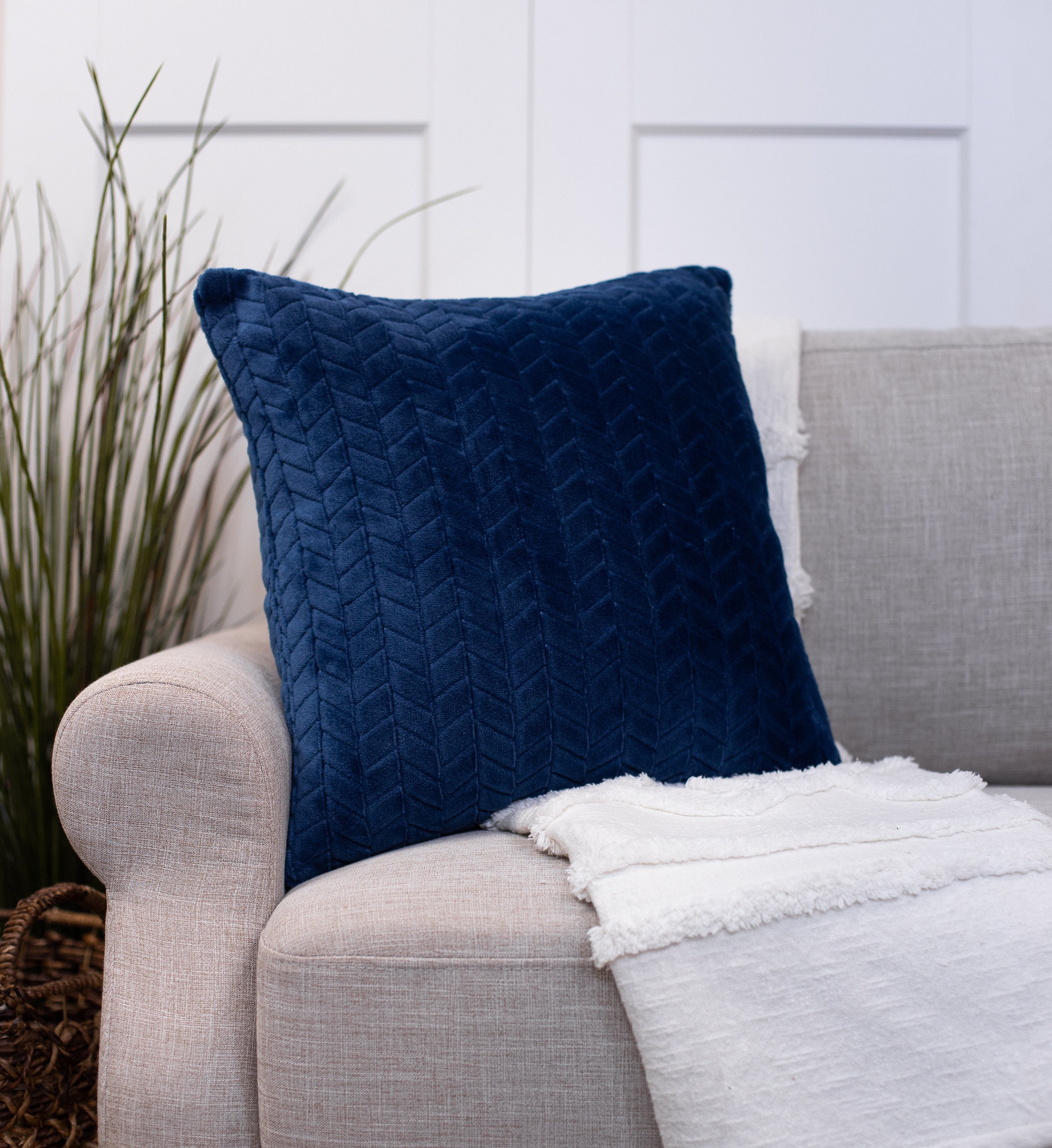 Blue Plush Throw Pillow Cover Collection Decorative Pillows Etsy