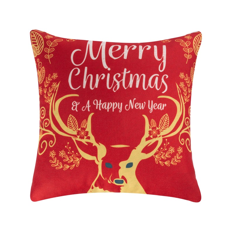 Cute Xmas Reindeer Santa Hat Antlers Christmas Red Men Woman Throw Pillow Multicolor 18x18 YO Cute Xmas Reindeer Santa Hat Antlers Christmas Red Men Woman Throw Pillow Multicolor 18x18 YO
