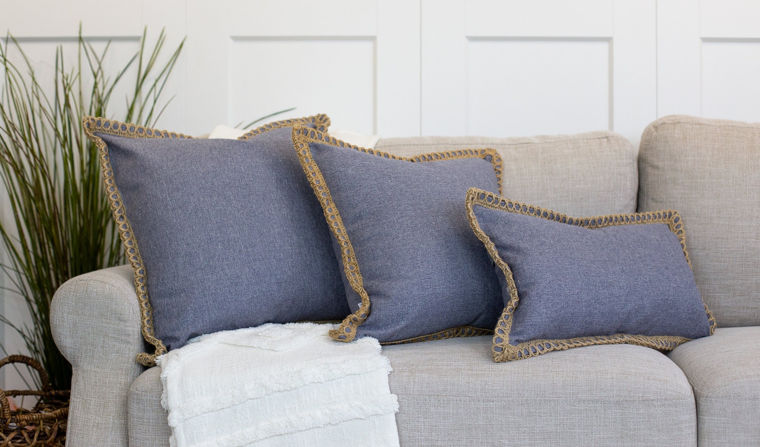 Textured Pillow Cover with Trim 18x18 20x20 12x20 White Etsy