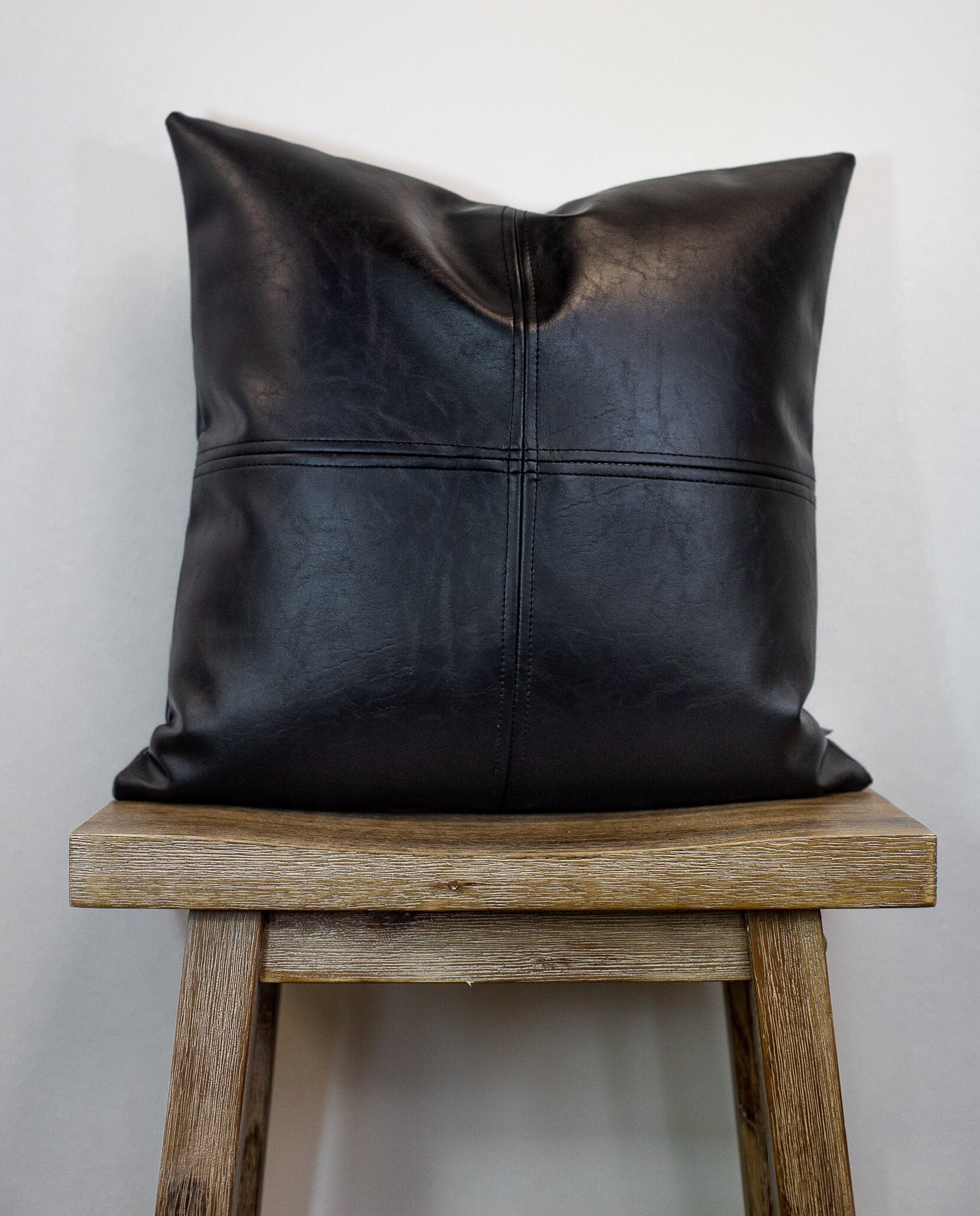 Leather Throw Pillow Faux Leather Pillow Cover Decorative Etsy