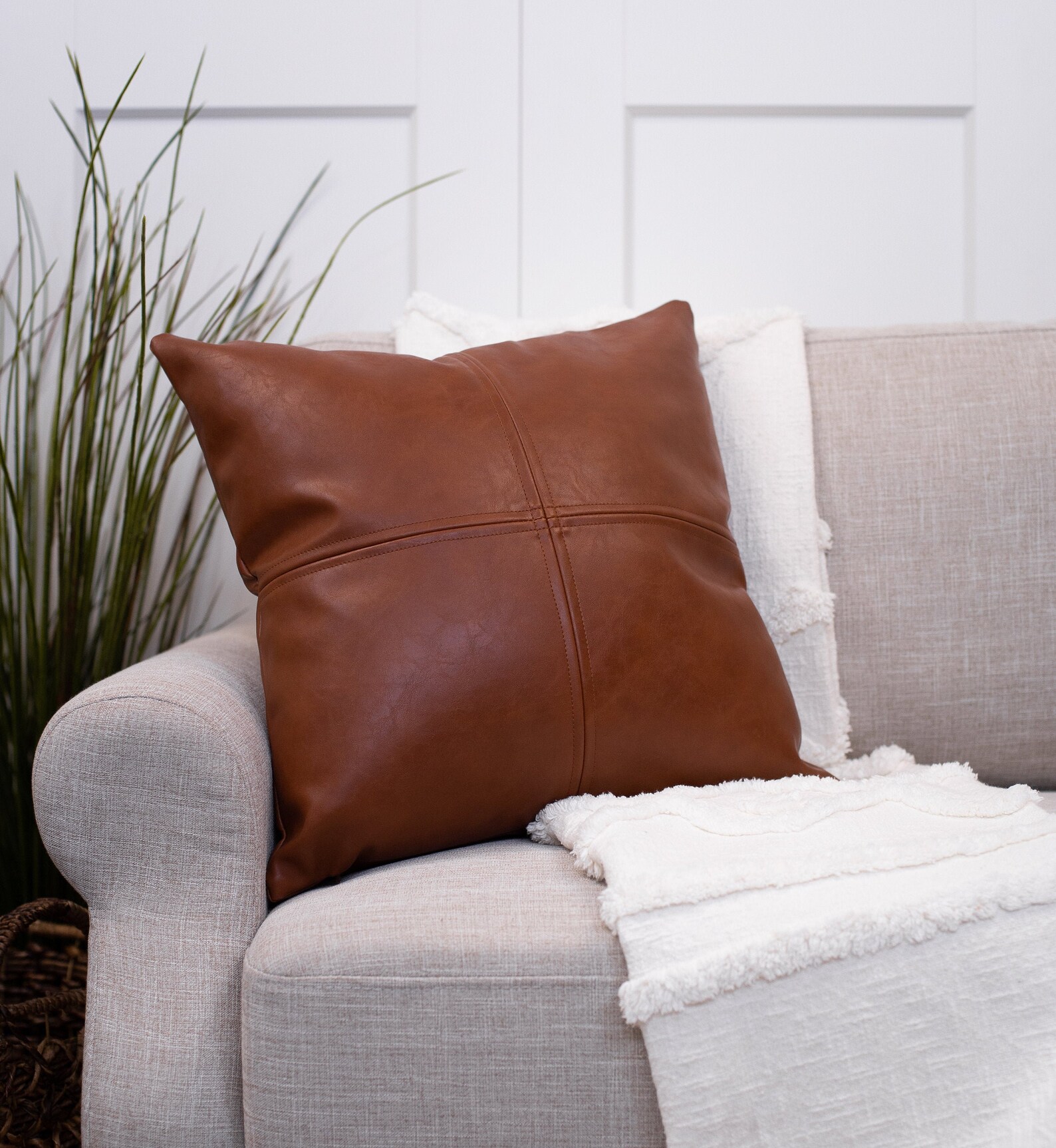 Leather Throw Pillow Faux Leather Pillow Cover Decorative Etsy