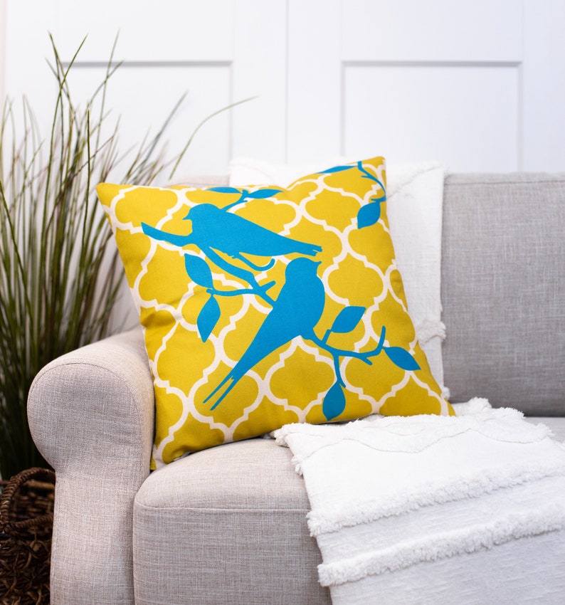 Pillow Covers,Floral Pillows Throw Pillows Decorative Pillows Yellow /& Blue Spring Throw Pillow Cover Collection Throw Pillows 18 x 18