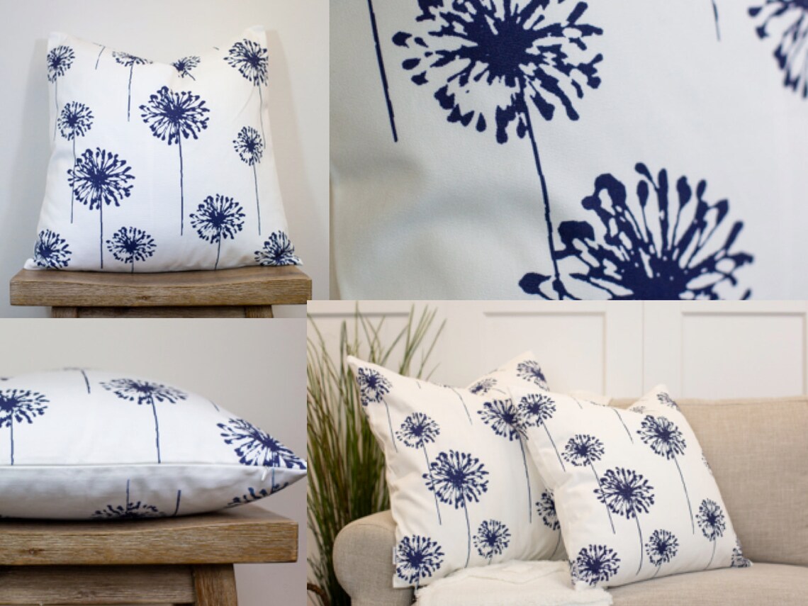 Blue & White Cotton Throw Pillow Covers Throw Pillow Cushion Etsy