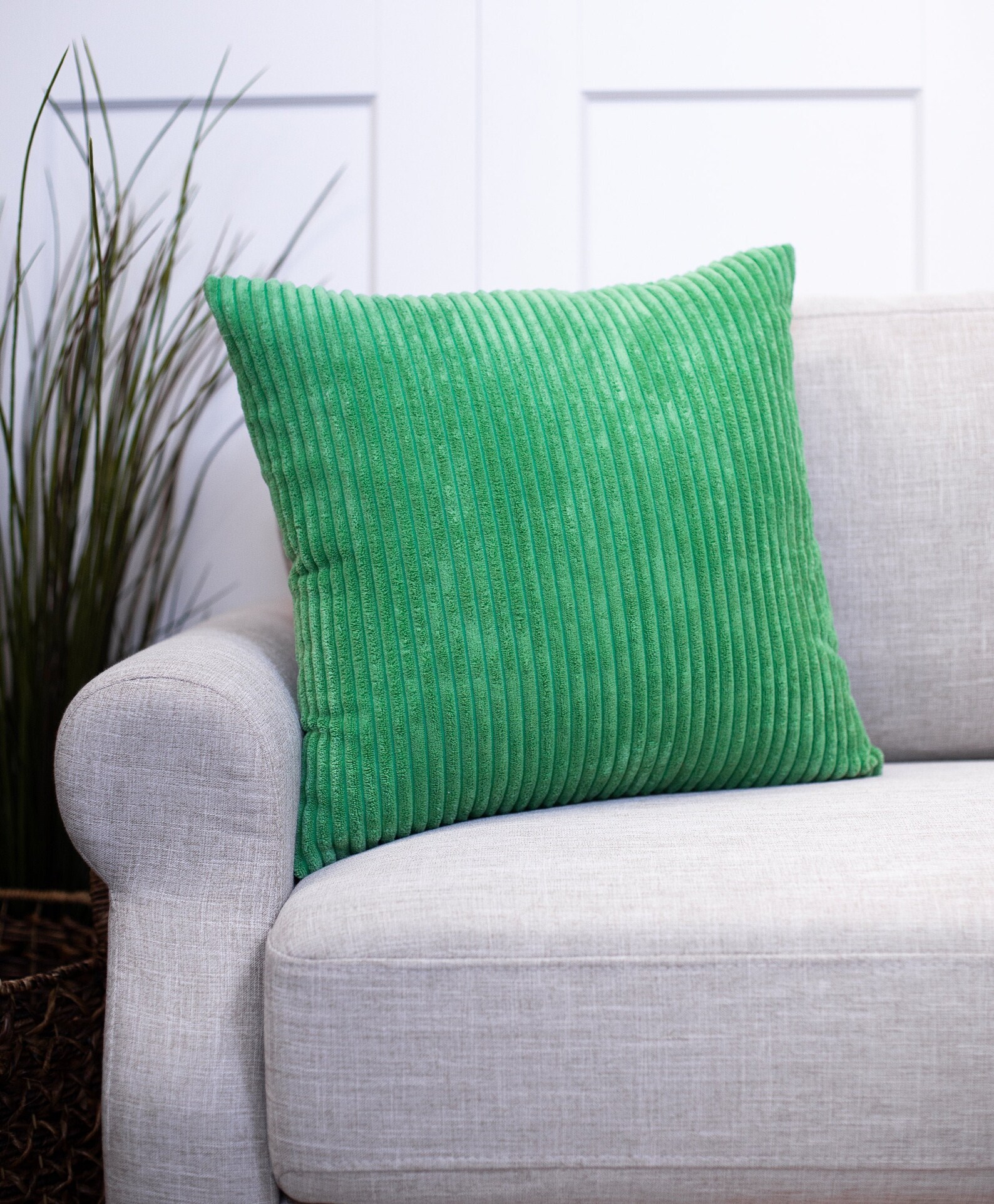 Green Corduroy Spring Throw Pillow Cover Decorative Pillows Etsy