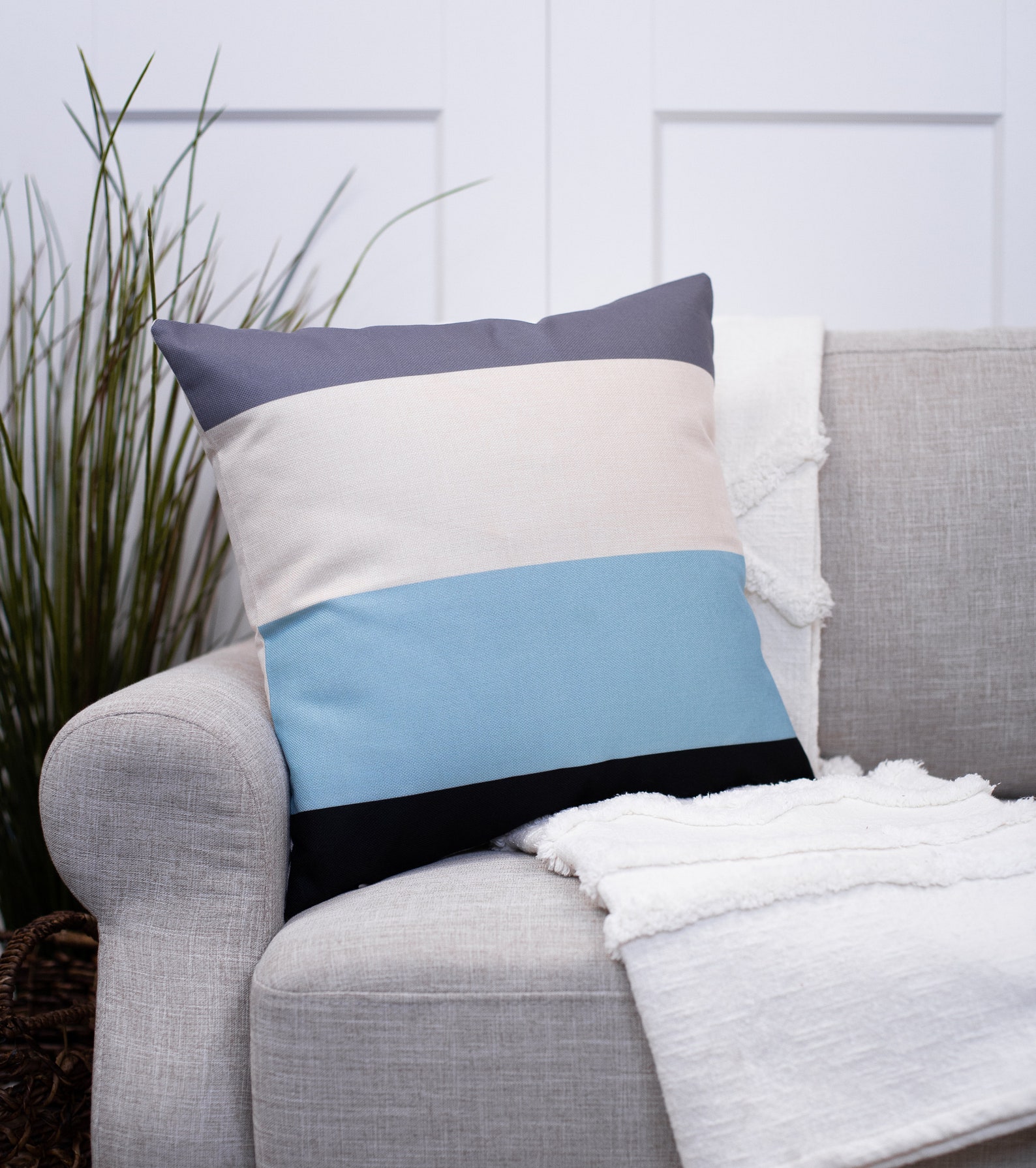 Black & Blue Home Spring Throw Pillow Cover Collection Etsy