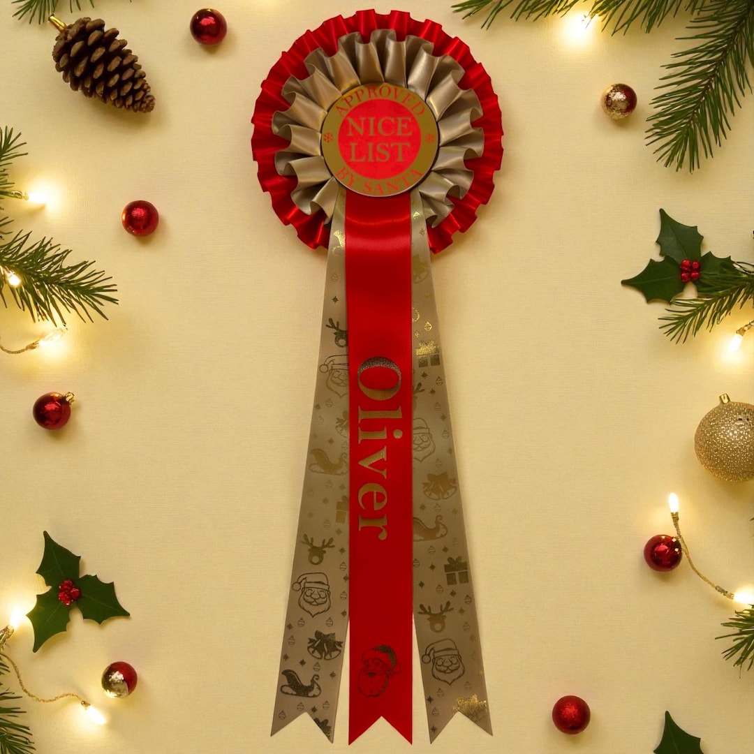 Nice List Ribbon Personalized Luxury Nice List Christmas Rosette or Stocking Filler - Etsy