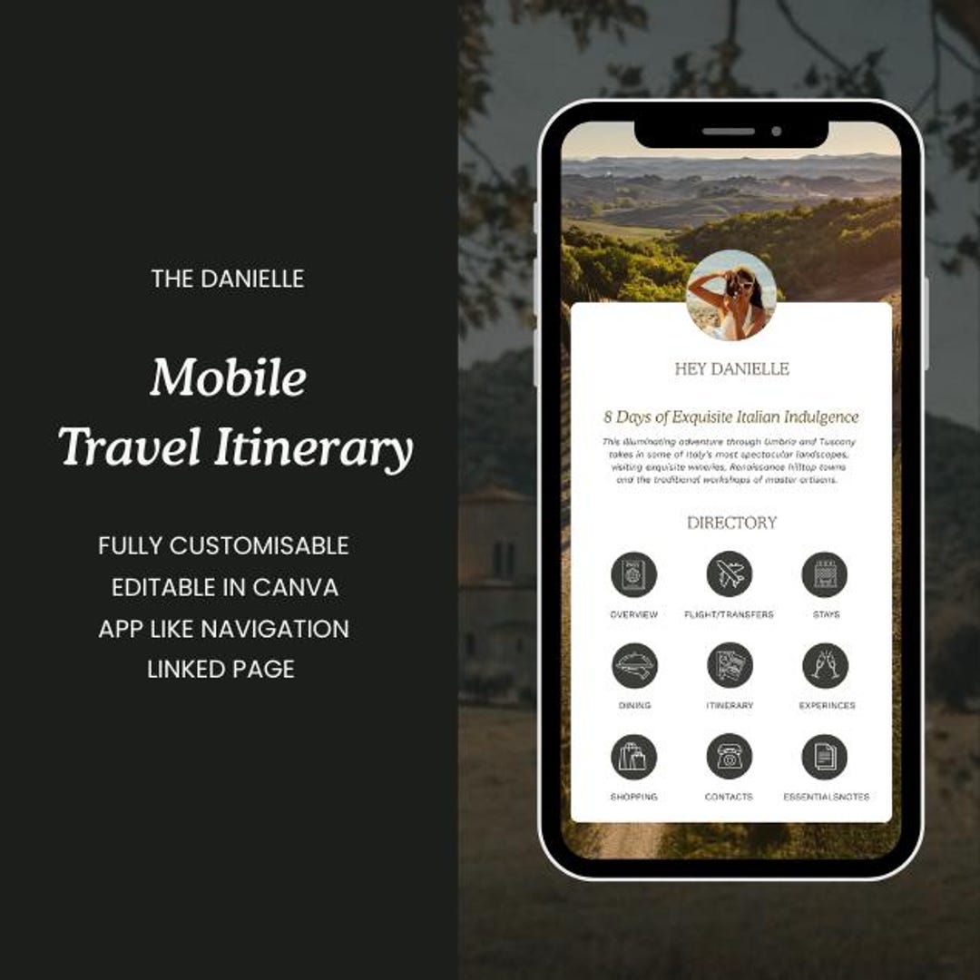 Mobile Travel Itinerary Template, Editable Trip Planner, Canva Template ...