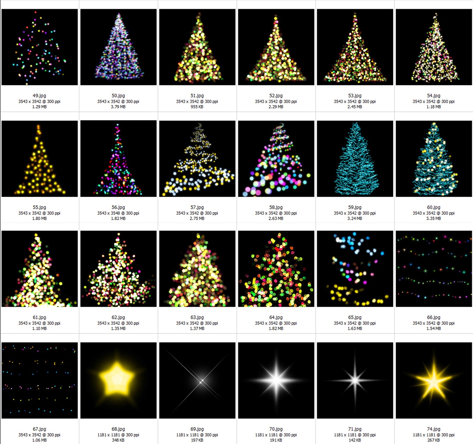 65 Christmas Tree Bokeh Overlay, Christmas Tree Lights Overlay