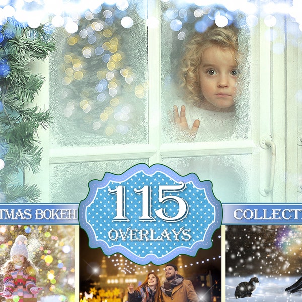 115 Christmas Bokeh Light Overlays, Digital Background, Holiday Wedding Lights, Photoshop overlay, Instant Download