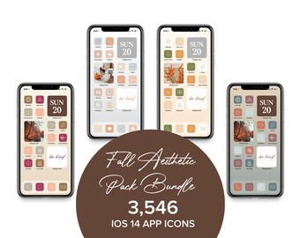 Fall Aesthetic BUNDLE PACK -- iPhone IOS14 App Icons -- Mix & Match Colors -- Background Included -- Customs Available