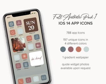 Fall Aesthetic 1 iPhone IOS14 App Icons -- Mix & Match Colors -- Background Included -- Customs Available