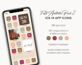 Fall Aesthetic 2 iPhone IOS14 App Icons -- Mix & Match Colors -- Background Included -- Customs Available