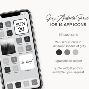 Greys Aesthetic iPhone IOS14 App Icons -- Mix & Match Colors -- Background Included -- Customs Available