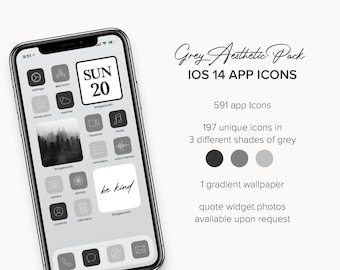 Greys Aesthetic iPhone IOS14 App Icons -- Mix & Match Colors -- Background Included -- Customs Available