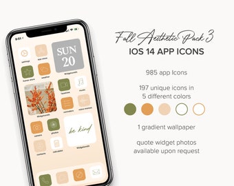 Fall Aesthetic 3 iPhone IOS14 App Icons -- Mix & Match Colors -- Background Included -- Customs Available
