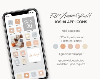 Fall Aesthetic 4 iPhone IOS14 App Icons -- Mix & Match Colors -- Background Included -- Customs Available