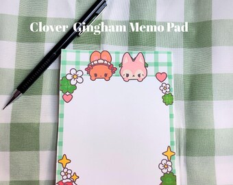Bloc de notas con estampado de cuadros de trébol, bloc de notas con zorro y conejo, artículos de papelería con diseño de setas y margaritas, regalo de naturaleza sin adhesivo