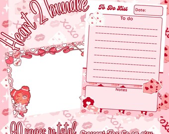 Set de papelería Kawaii Valentine, paquete de papelería rosa, bloc de notas de Cupido y lista de tareas pendientes