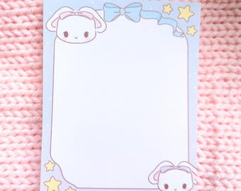 Bloc de notas Dreamy Bunny, bloc de notas con degradado azul y morado pastel, papelería Kawaii Star, artículos de papelería con detalle de cinta, bloc de notas Cottagecore de 40 páginas.