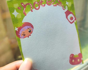 Bloc de notas Tomate Fae, papelería de picnic a cuadros verdes, bloc de notas con cabeza de gato adorable, bloc de listas de cocina sin adhesivo, artículos para diario estilo cottagecore