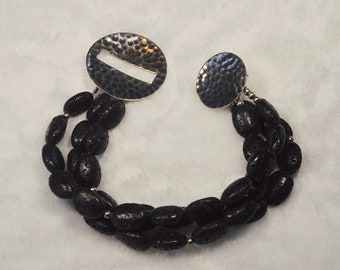 Stone Bracelet by SILPADA, Sterling Lava Rocks Beaded Bracelet, Vintage Jewelry Gift for Her