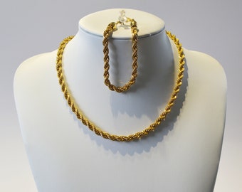 Gold Plated Necklace And Bracelet Set, Signed Napier, Gift for Her