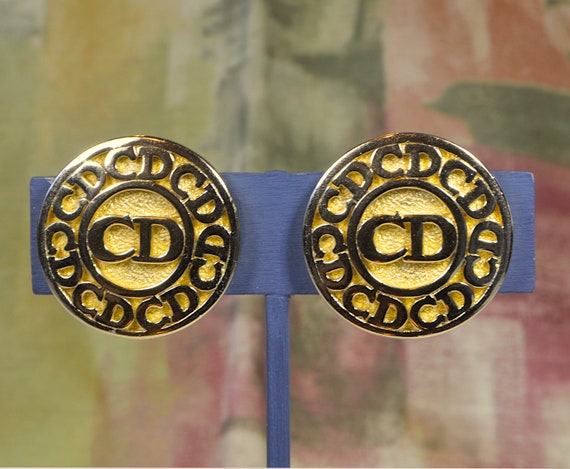 CHRISTIAN DIOR Earrings, Gold Plated Earrings wit… - image 1