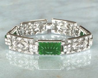 Art Deco Bracelet by KJL, Sparkling Crystals, Vintage Jewelry Gift for Her