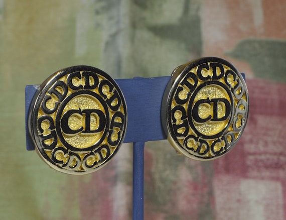 CHRISTIAN DIOR Earrings, Gold Plated Earrings wit… - image 3