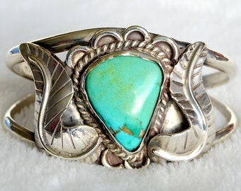 Turquoise NAVAJO JEWELRY CUFF Bracelet, Sterling Vintage Jewelry Gift for Her