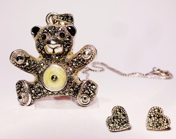 Original Enamel Sheep or Teddy bear charm pendant chain necklace