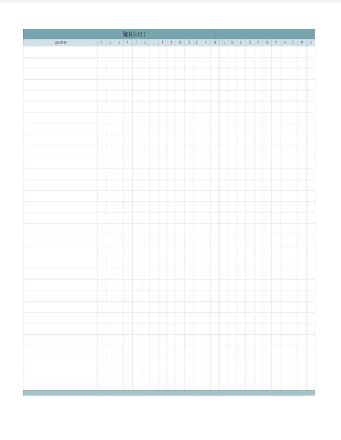 Chronic Illness Symptom Tracker Printable Printable Templates