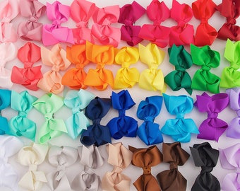 YOU PICK 10, 3 inch hair bows, clip in bows, alligator clip bows, small hair bows, pigtail bows, solid color bow