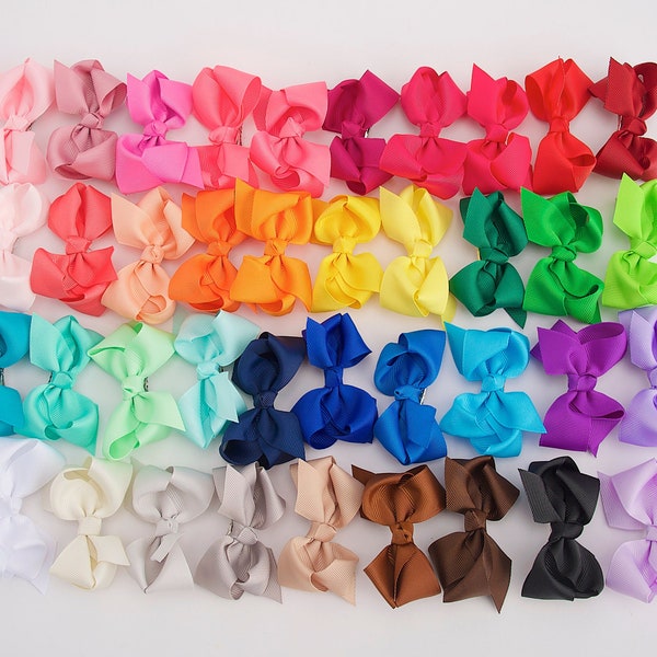 YOU PICK 10, 3 inch hair bows, clip in bows, alligator clip bows, small hair bows, pigtail bows, solid color bow