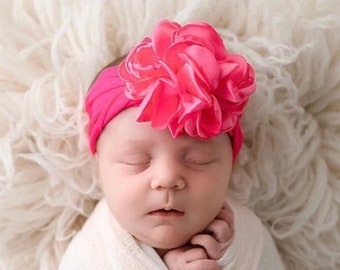 Newborn Baby Girl Hair Bows, Newborn Headbands, Baby Headbands, Pink Newborn Bow