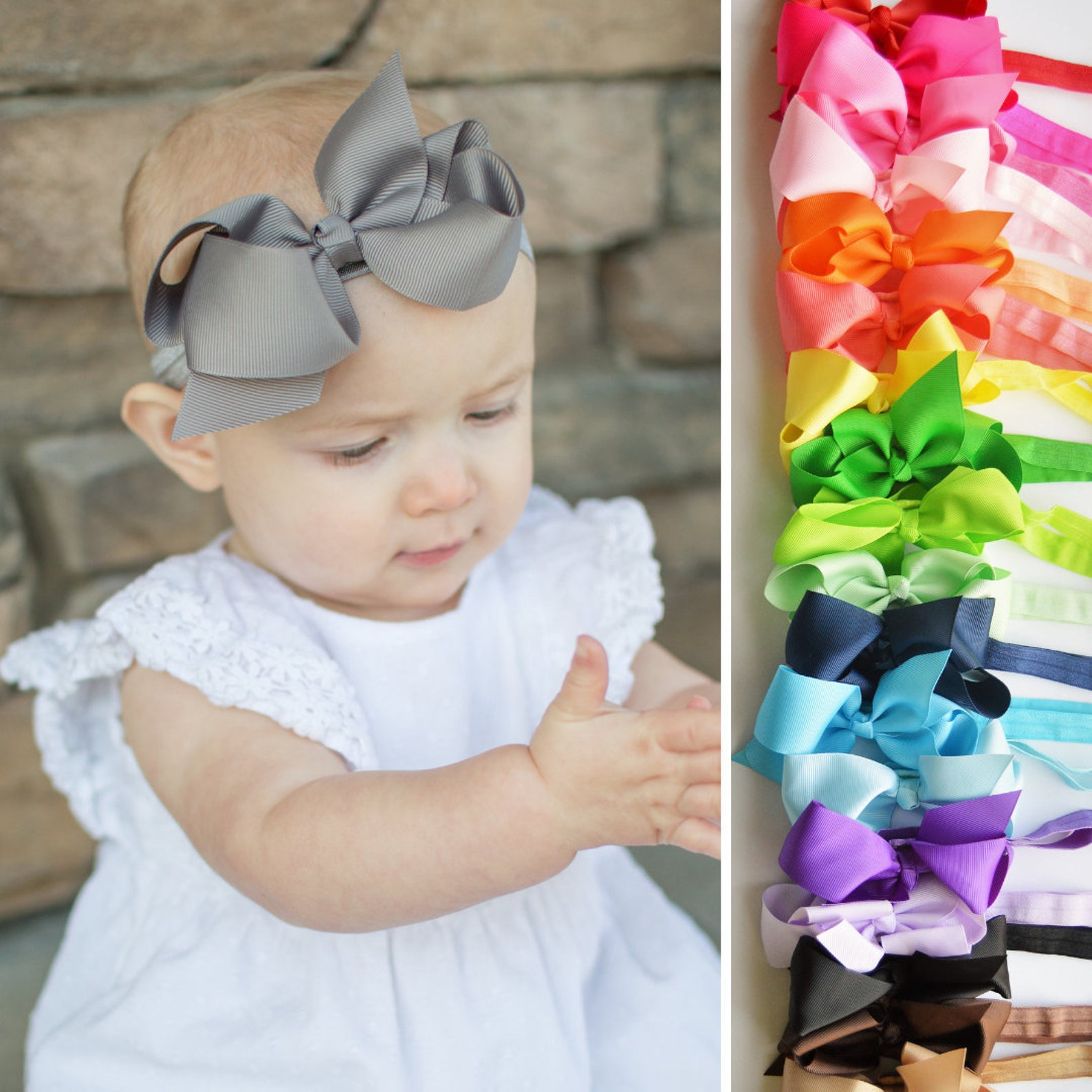 Baby Headbands, 20 Colors, Ribbon Headbands, Ribbon Bows, Baby Girl