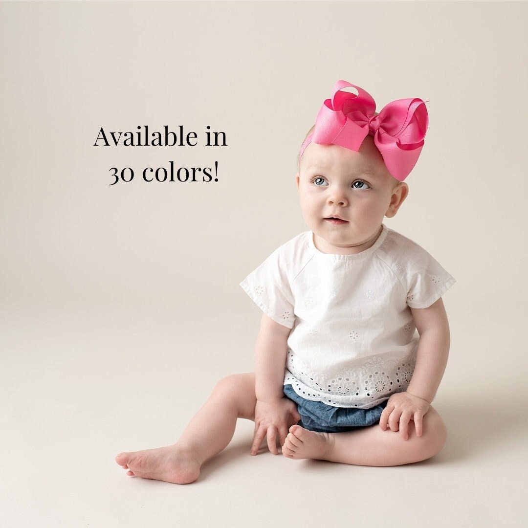 5 Inch Baby Headbands, Big Baby Bows, Ribbon Baby Bows, Infant
