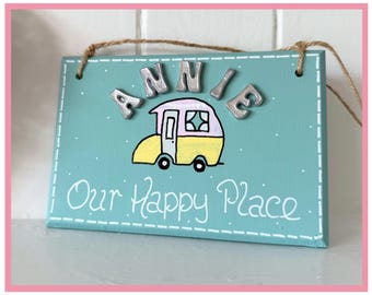 10cm x 15cm Wooden Camper Name Sign / Caravan / Motor Home / Camping
