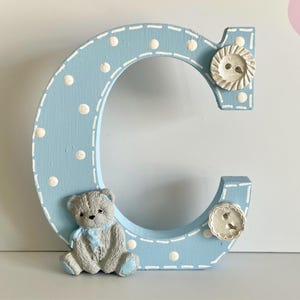 10 cm, lettre en bois, décoration pour chambre de bébé/chambre de tout-petit, thème ours en peluche