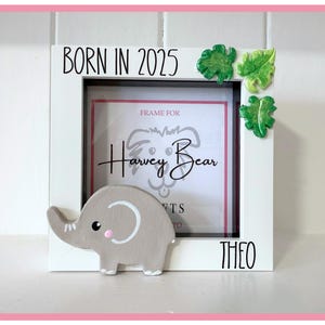 Babyfotolijst olifant - cadeau pasgeborene, kinderkamerdecoratie, geboren in 2026