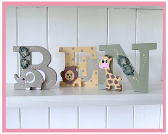 Safari Nursery Name Sign: Wooden Animal Letters, Jungle Decor