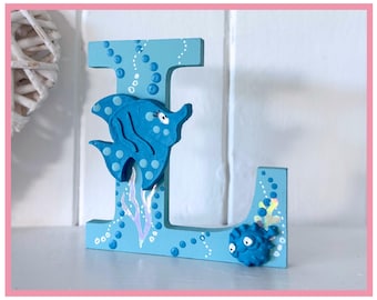 Ocean Nursery Decor, Wooden Letter, Baby Name Sign