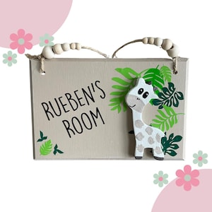 Wooden Jungle Room Name Sign - Safari Nursery - Personalised / Baby Toddler Kids Decor / New Baby - Christening - Shower Gift