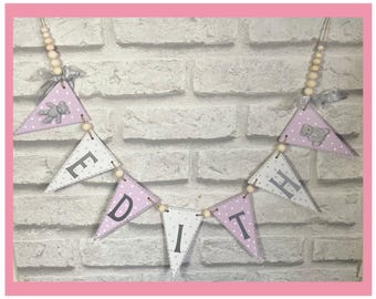 Personalised Baby Name Banner, Nursery Decor, Custom Pennant Garland
