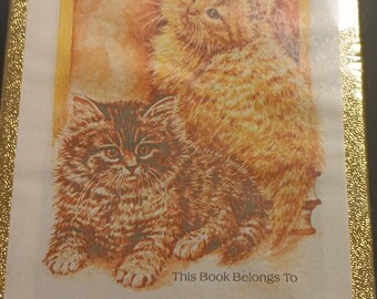 1980's Antioch Bookplate Company Two Kittens Bookplates, Pack Of 50, In Vintage Excellent Condition.  Still in Plastic, Never Opened! Cats!