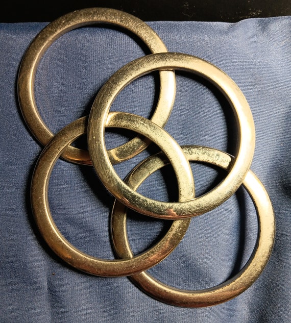 Circa 1970's Set Of 4 Metal Bangles, In Vintage G… - image 5