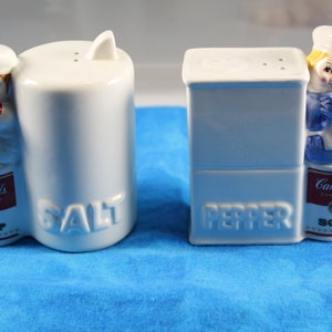 1996 Campbell&#39;s Soup Kids Ceramic Salt and Pepper Shakers. Never used, display only status.  Vintage Very Good to Excellent! Was 20, now 17!