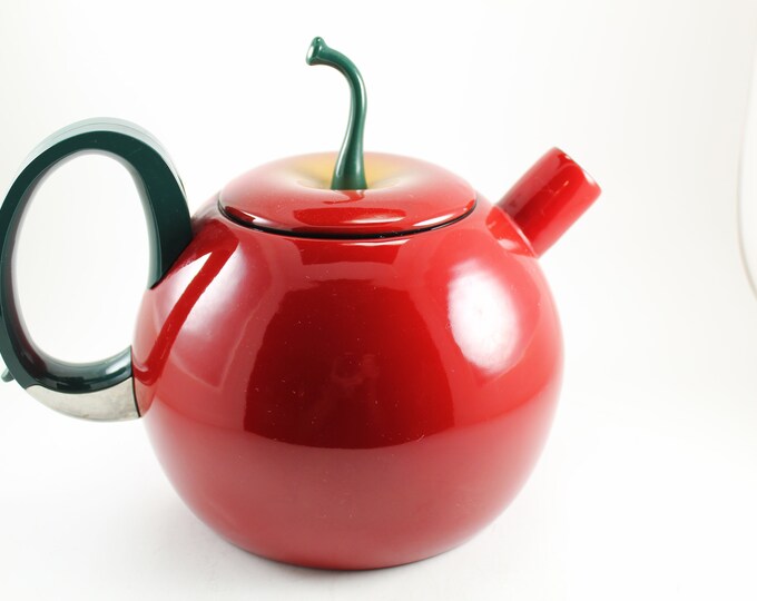 Vintage 1990's Copco Red Delicious Apple Tea Kettle. Viva Whimsy Etsy