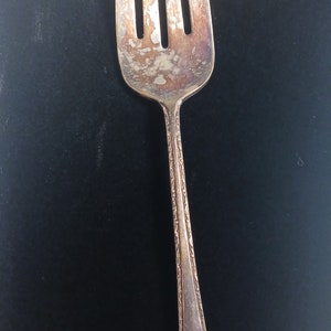 Vintage 1940 WM A Rogers & Son IS Exquisite Cold Meat Serving Fork.  Vintage Good condition, but if you love Silver Patina, it&#39;s Excellent!